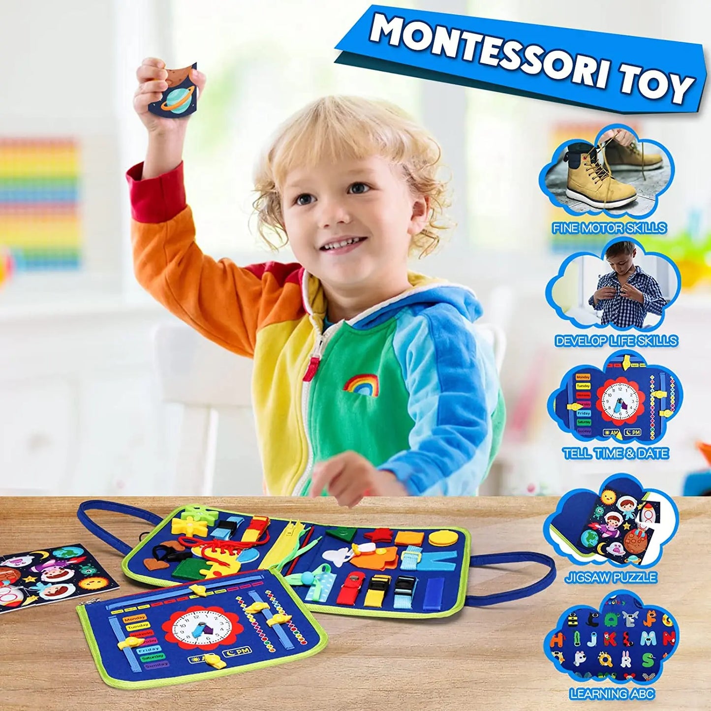 Kids Busy Board Educational Activity Sensory